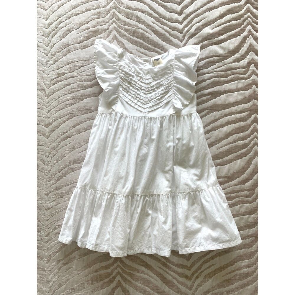 OshKosh B'gosh Toddler Girls' Cotton Pintuck Tiered White Dress 2T